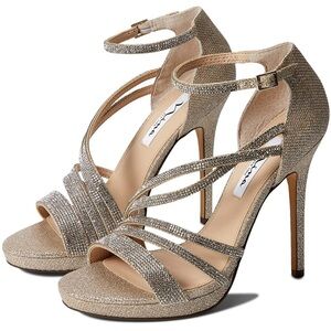 Nina Gold Strappy Sparkly Heels for Special Occasions.EUC